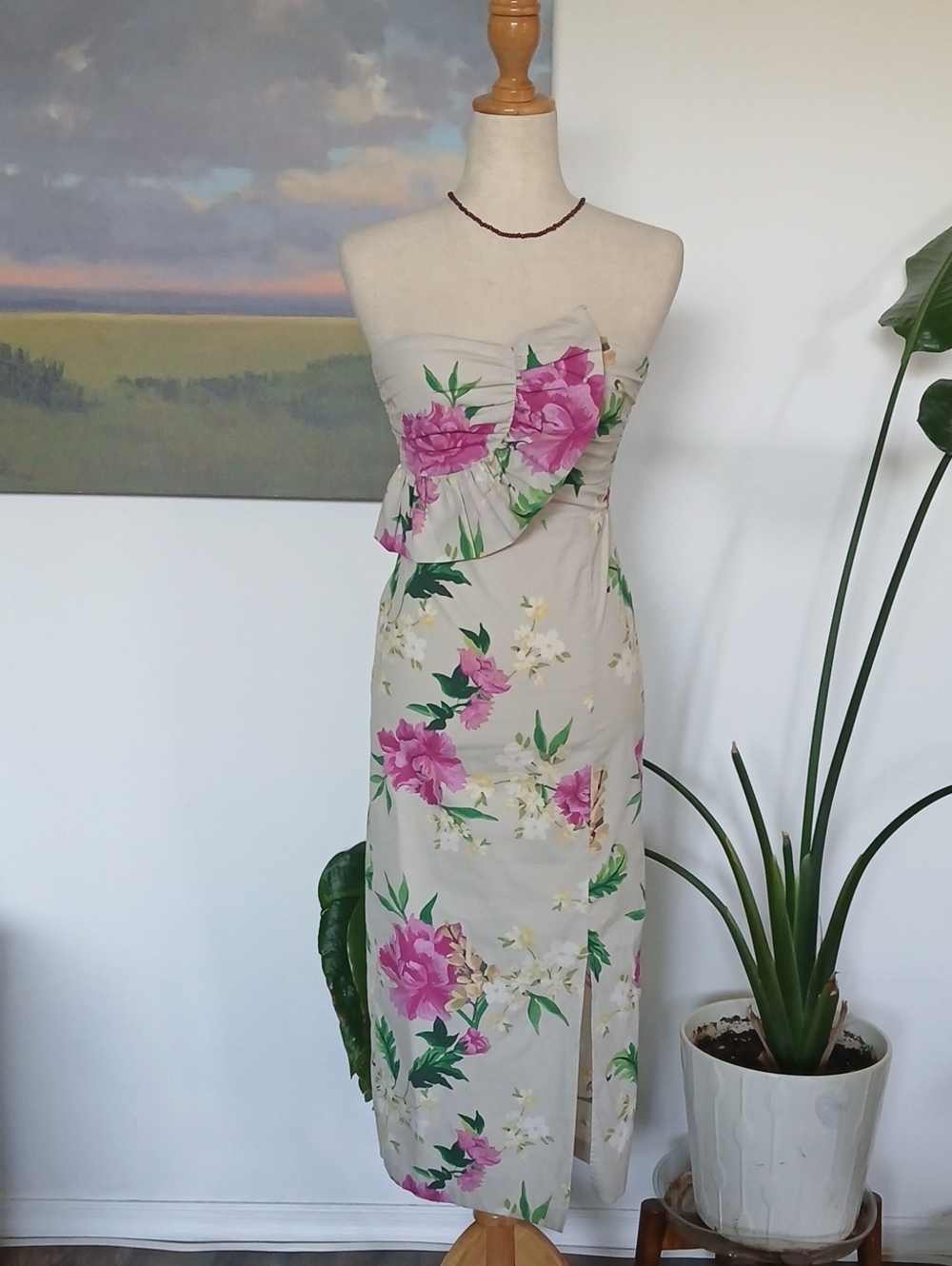 Vineyard Vines "Kentucky Derby"  Strapless Floral Ruffle Midi Dress Sz00